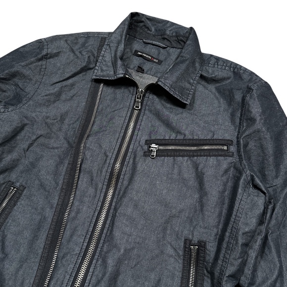 John Varvatos USA Linen Blend Textured Motorcycle Moto Biker Jacket Mens Large - Picture 3 of 11